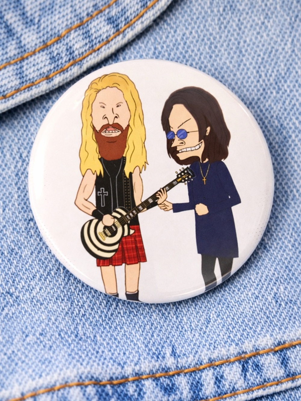 Beavis and Butt-Head Rock Band Button Pin NWOT